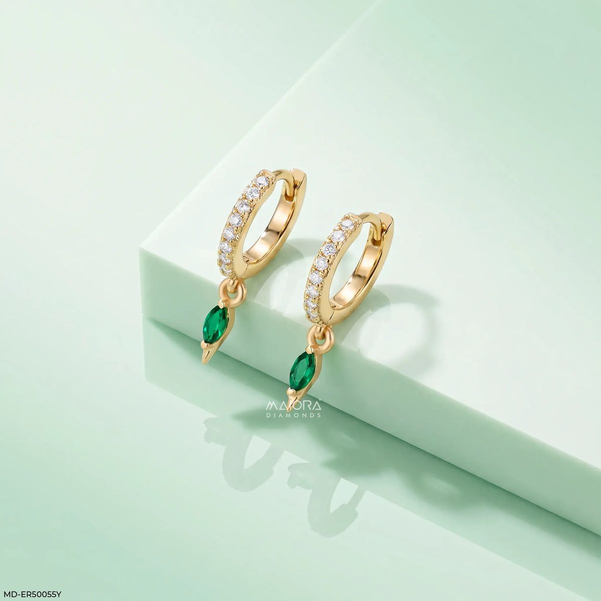 Marquise Emerald Diamond Bali Earrings