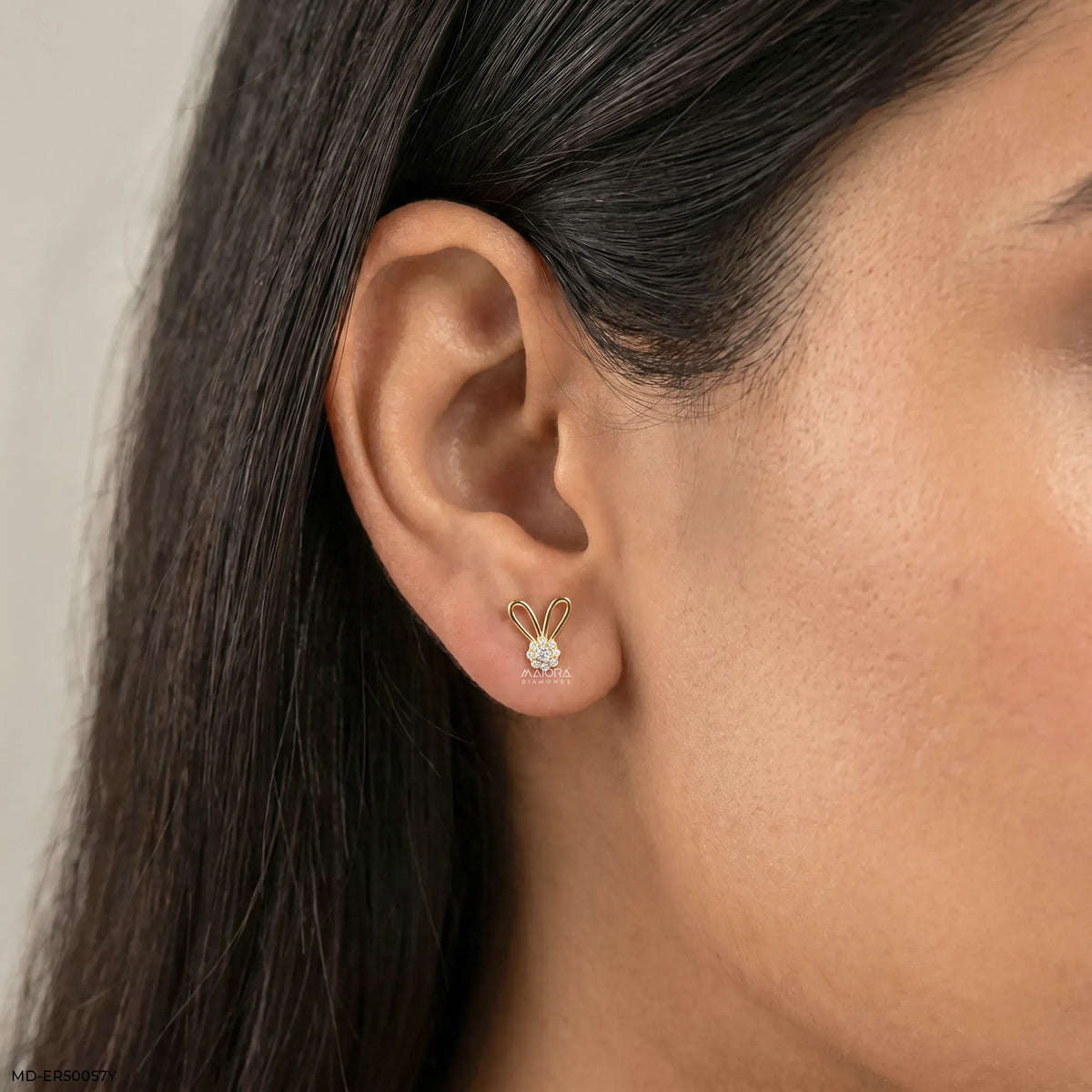Minimalist Bunny Diamond Studs Earrings