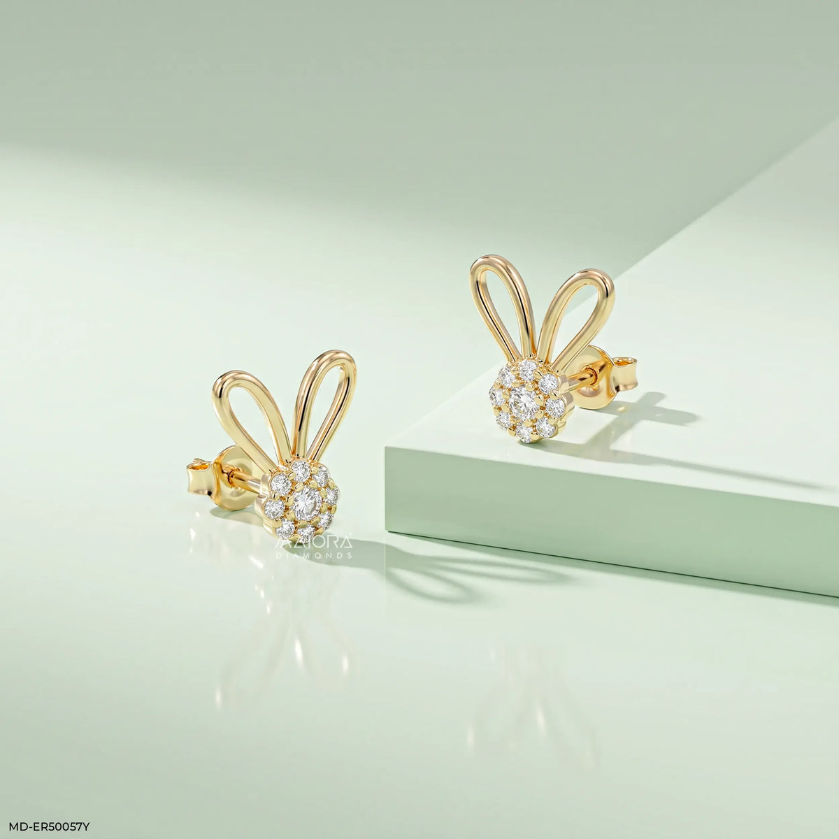 Minimalist Bunny Diamond Studs Earrings