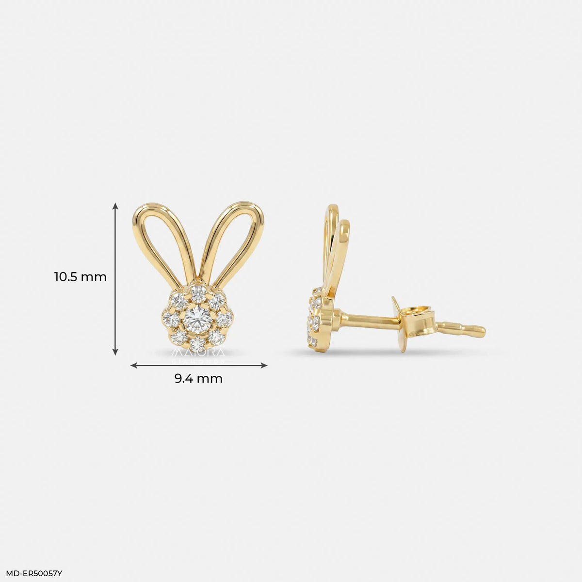 Minimalist Bunny Diamond Studs Earrings