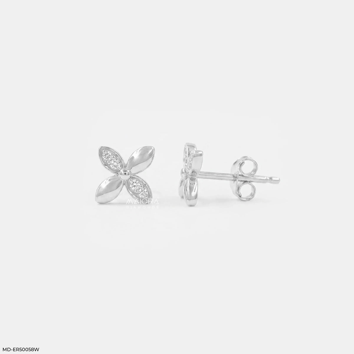 Opposite Petals Diamond Studs Earrings