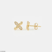 Dual Leaf Diamond Studs Earrings
