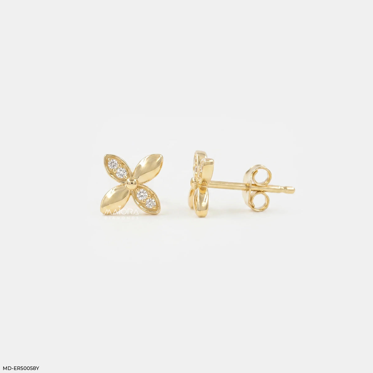 Dual Leaf Diamond Studs Earrings