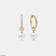 Pearl Hanging Diamond Bali Earrings