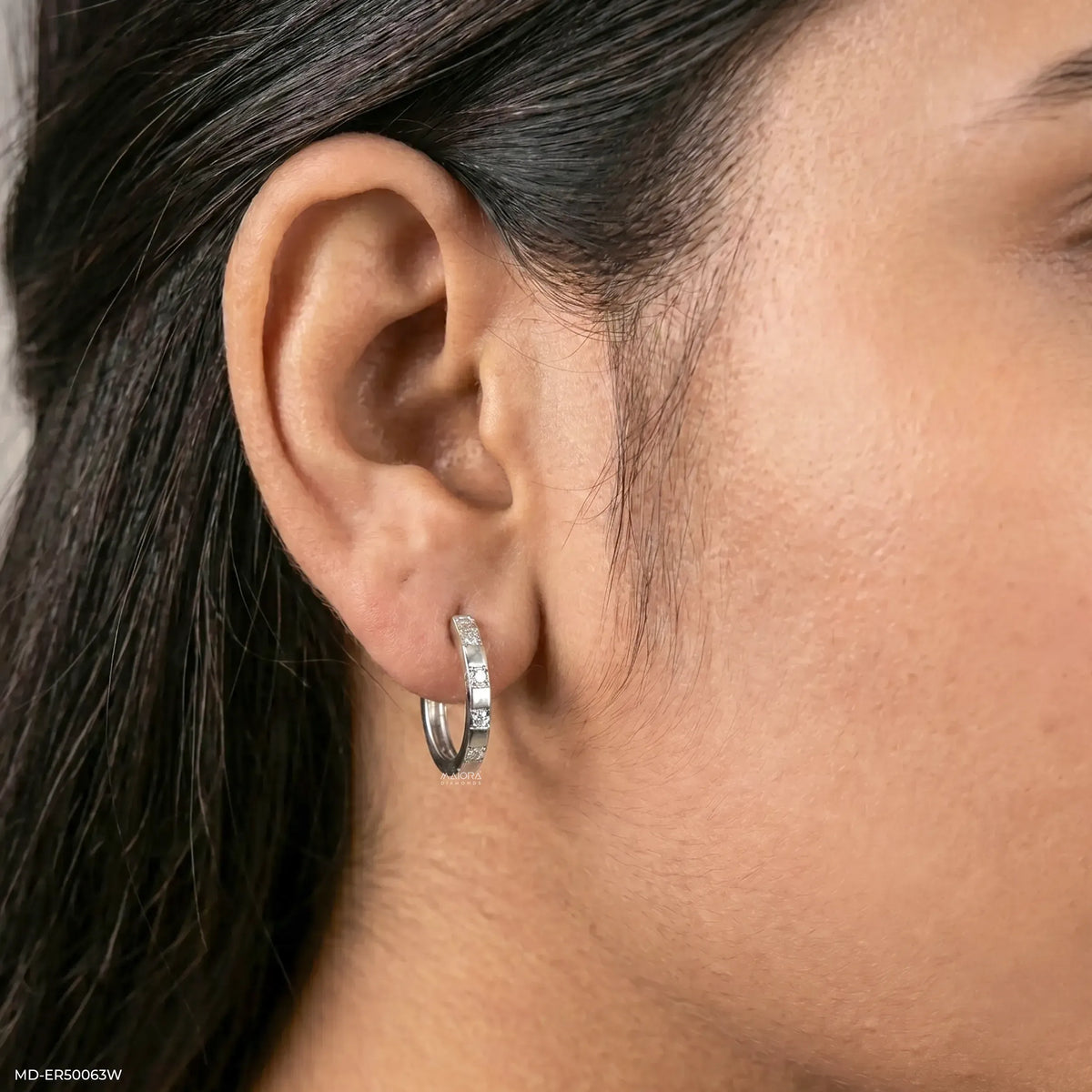 Modern Block Diamond Bali Earrings
