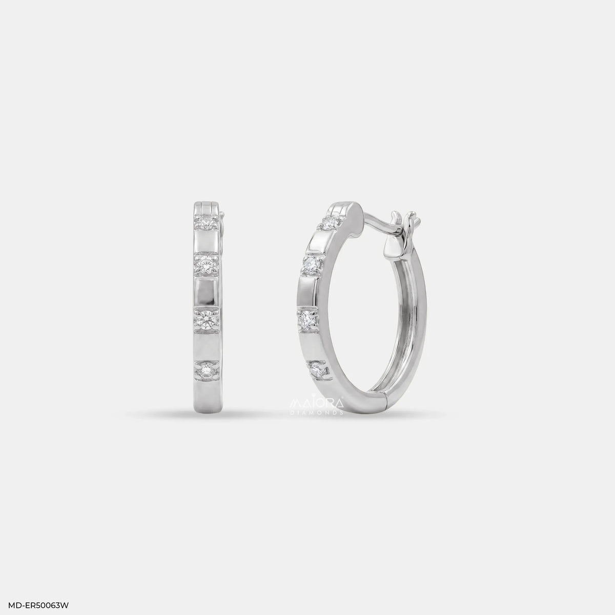 Modern Block Diamond Bali Earrings