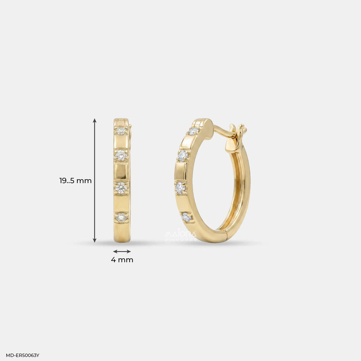 Sleek Step Diamond Bali Earrings