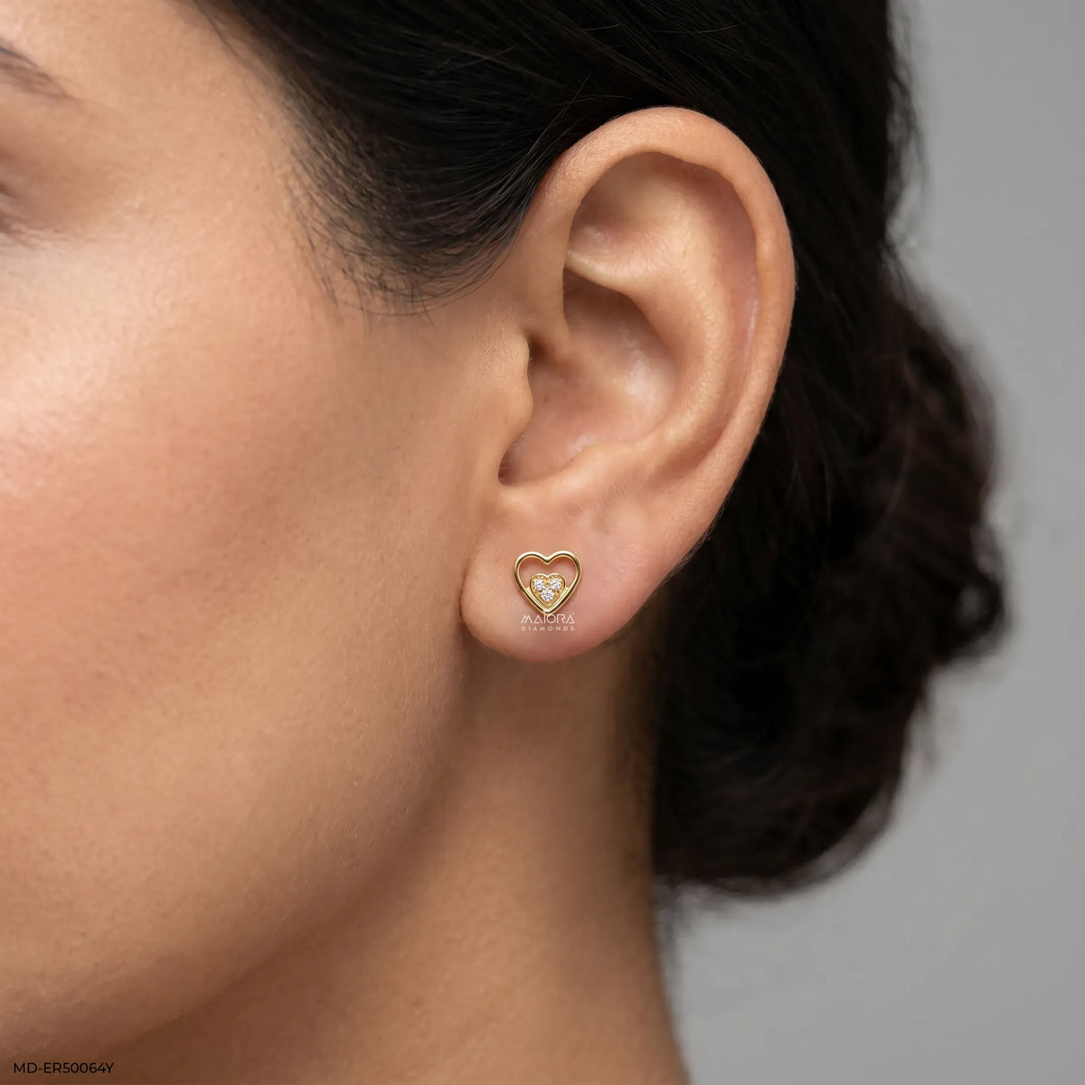 Delicate Heart Diamond Studs Earrings