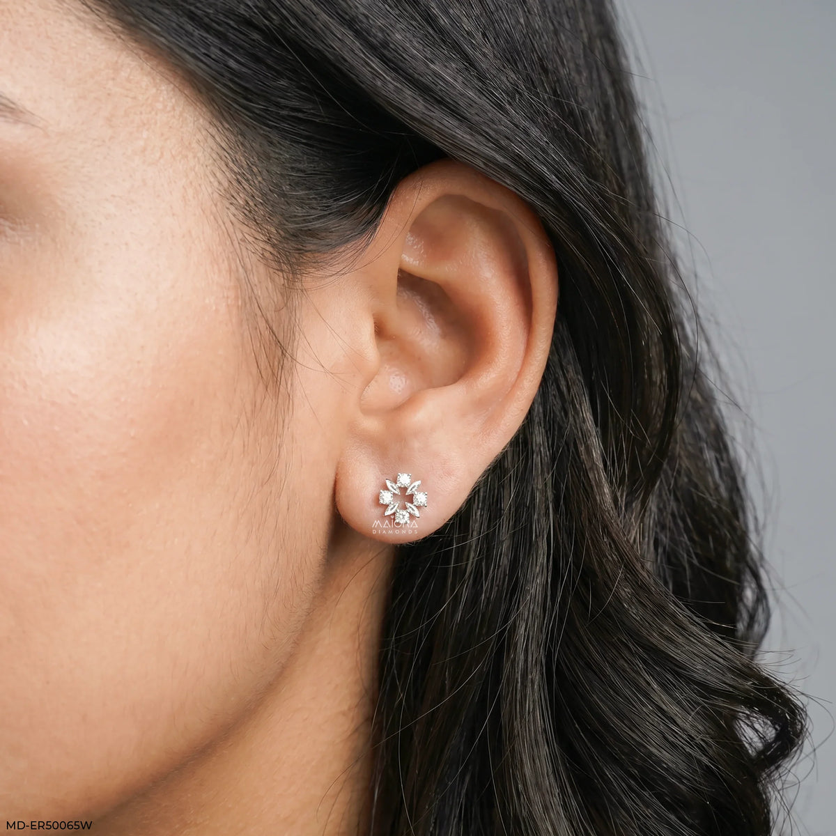 Radiant Bloom Diamond Studs Earrings