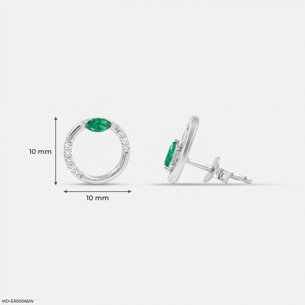 Circular Marquise Emerald Diamond Studs Earrings