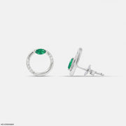 Circular Marquise Emerald Diamond Studs Earrings