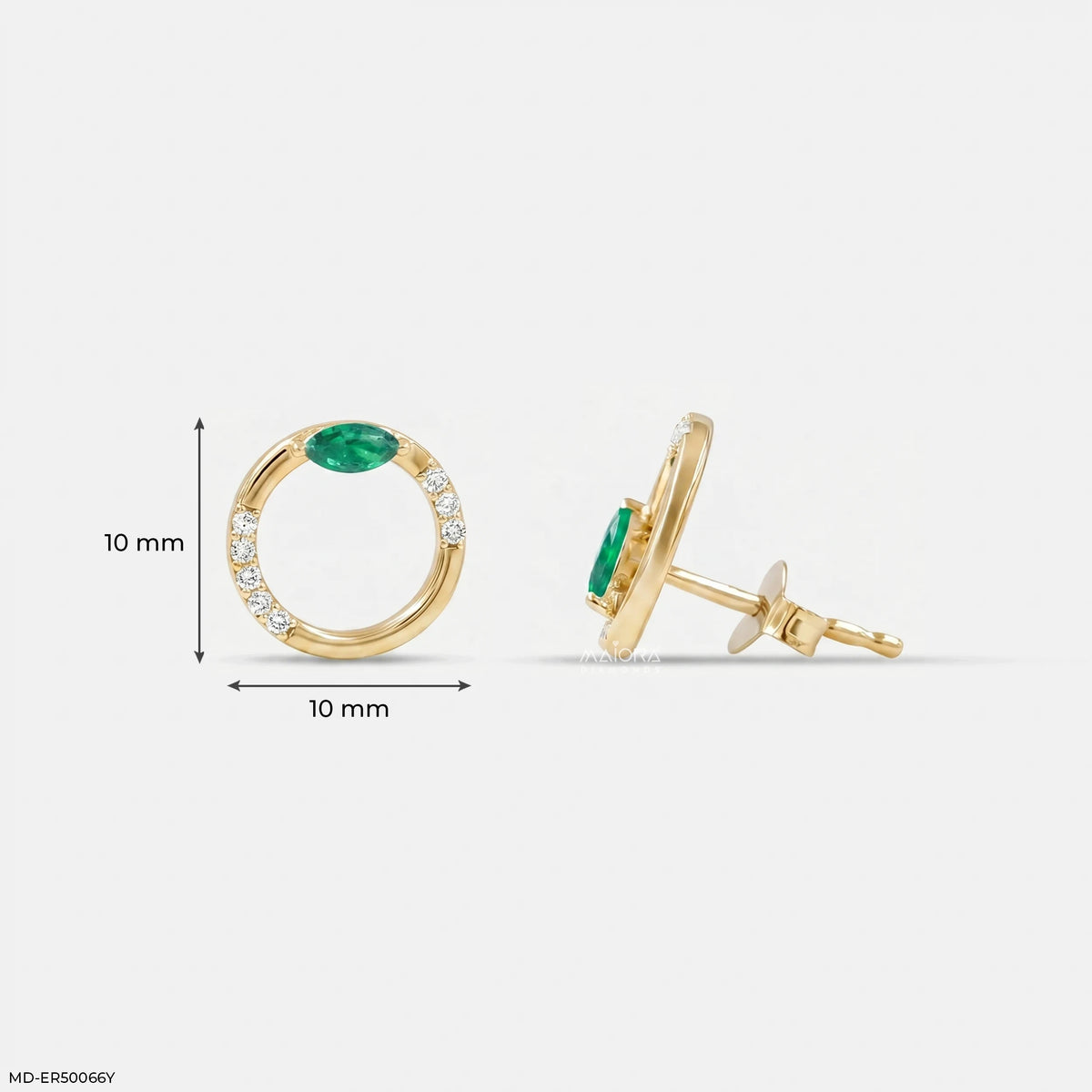 Marquise Emerald Curved Diamond Studs Earrings
