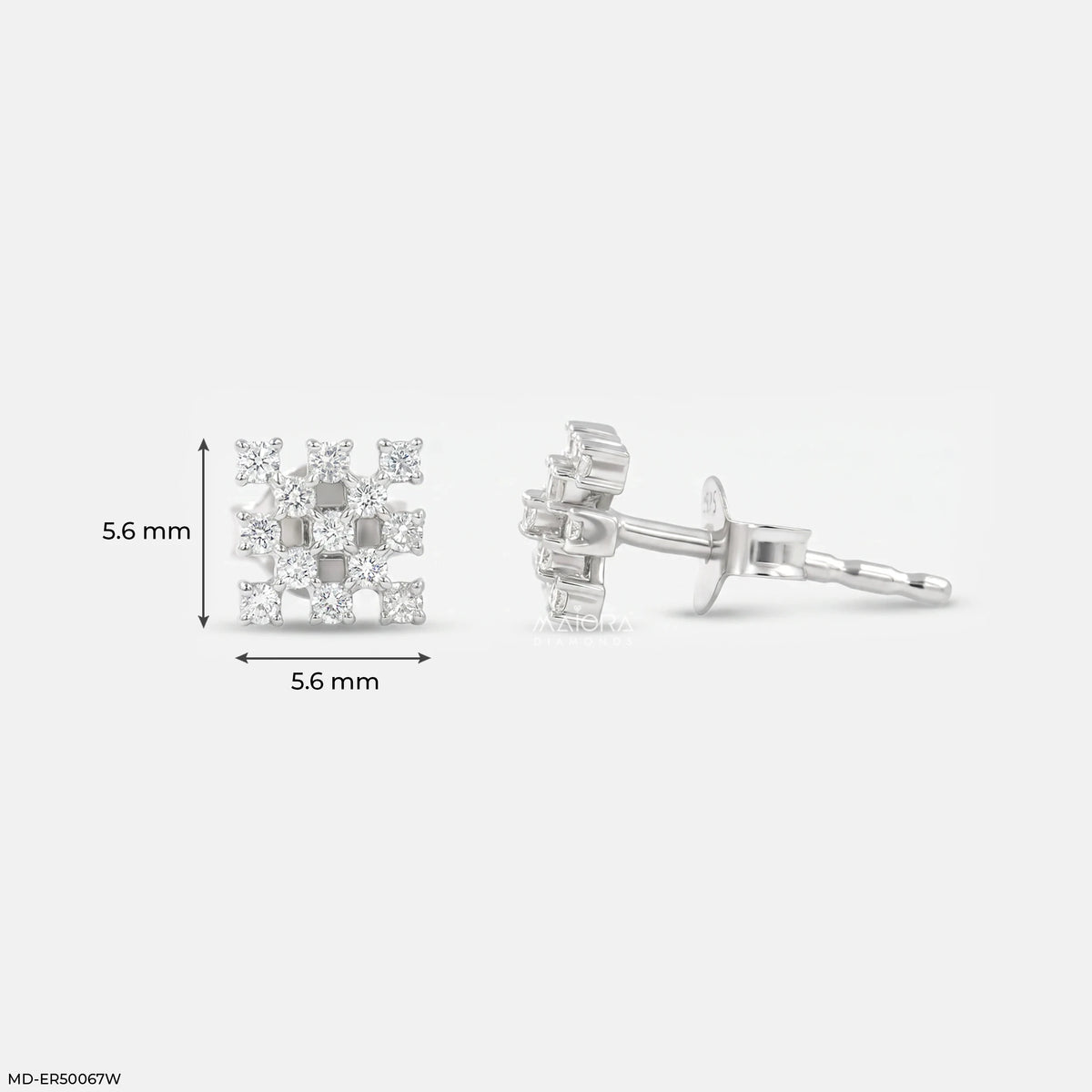Sqaure Cluster Diamond Studs Earrings