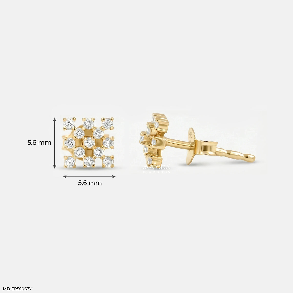 Grid Cluster Diamond Studs Earrings