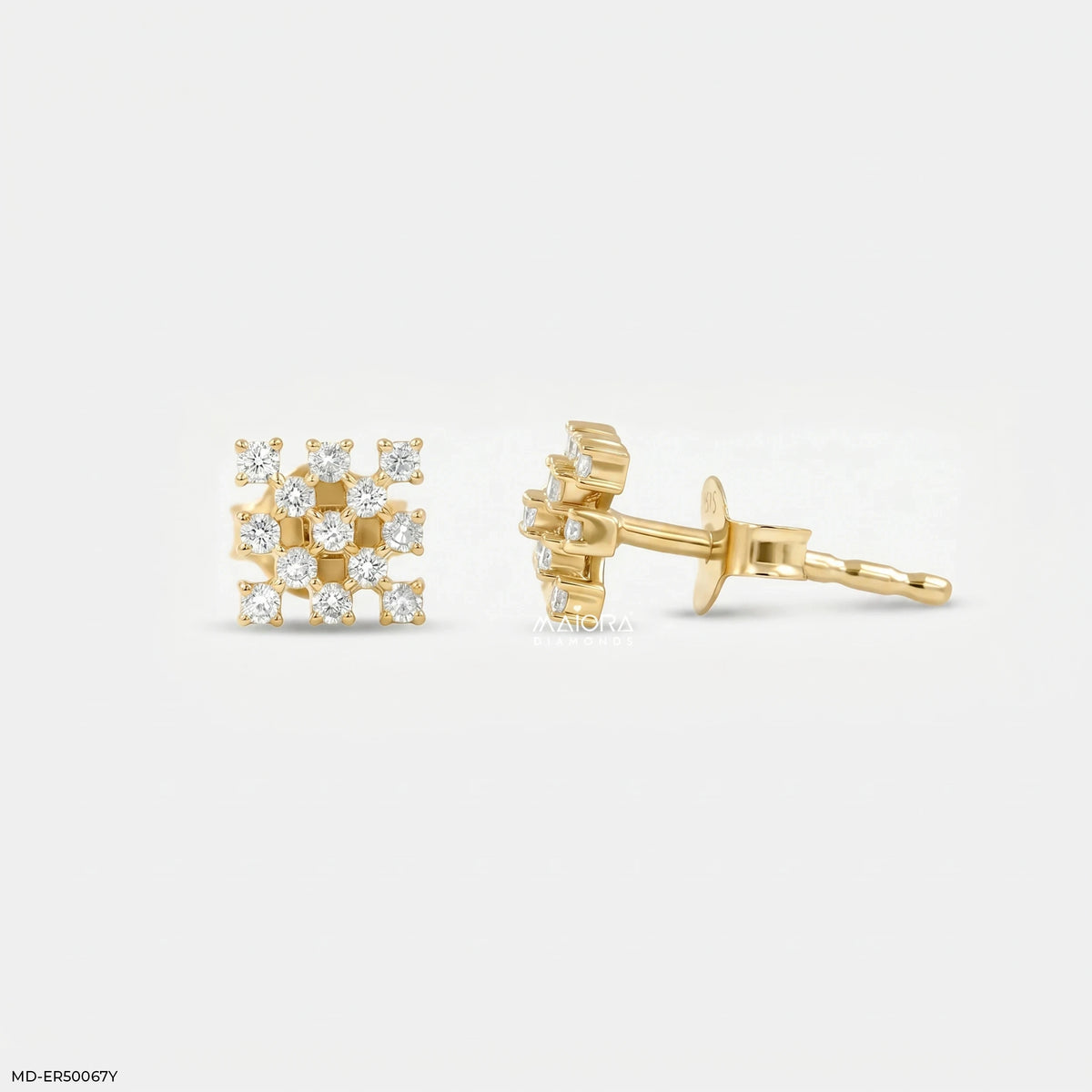 Grid Cluster Diamond Studs Earrings