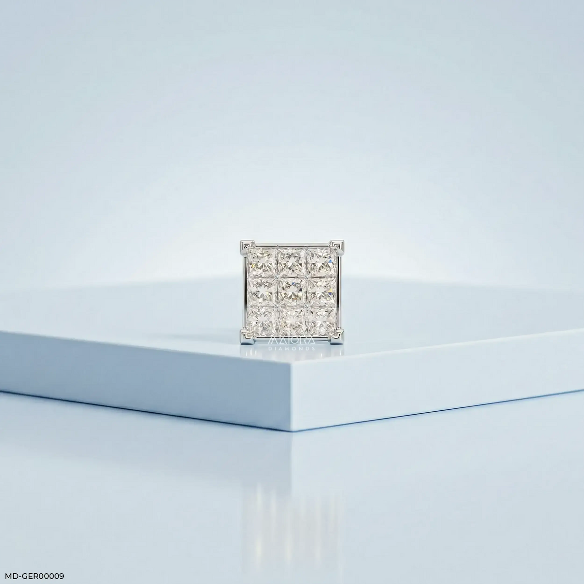 Sparkling Cluster Diamond Mens Stud Earring