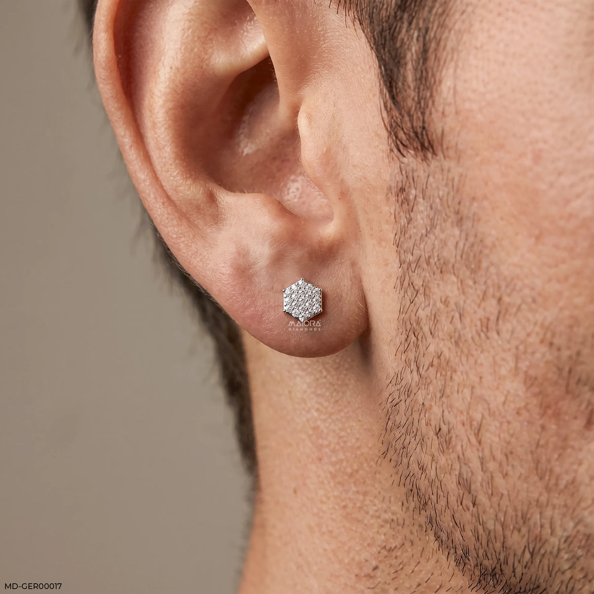 Monarch Hexa Diamond Mens Stud Earring
