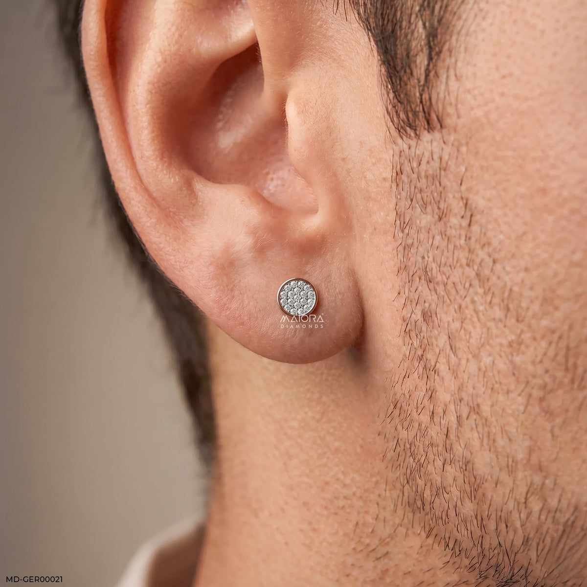 Circle Crystal Diamond Mens Stud Earring