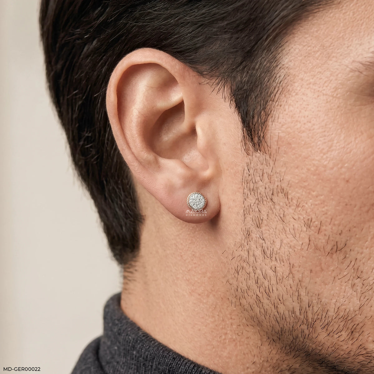 Twisted Rope Diamond mens Stud Earring
