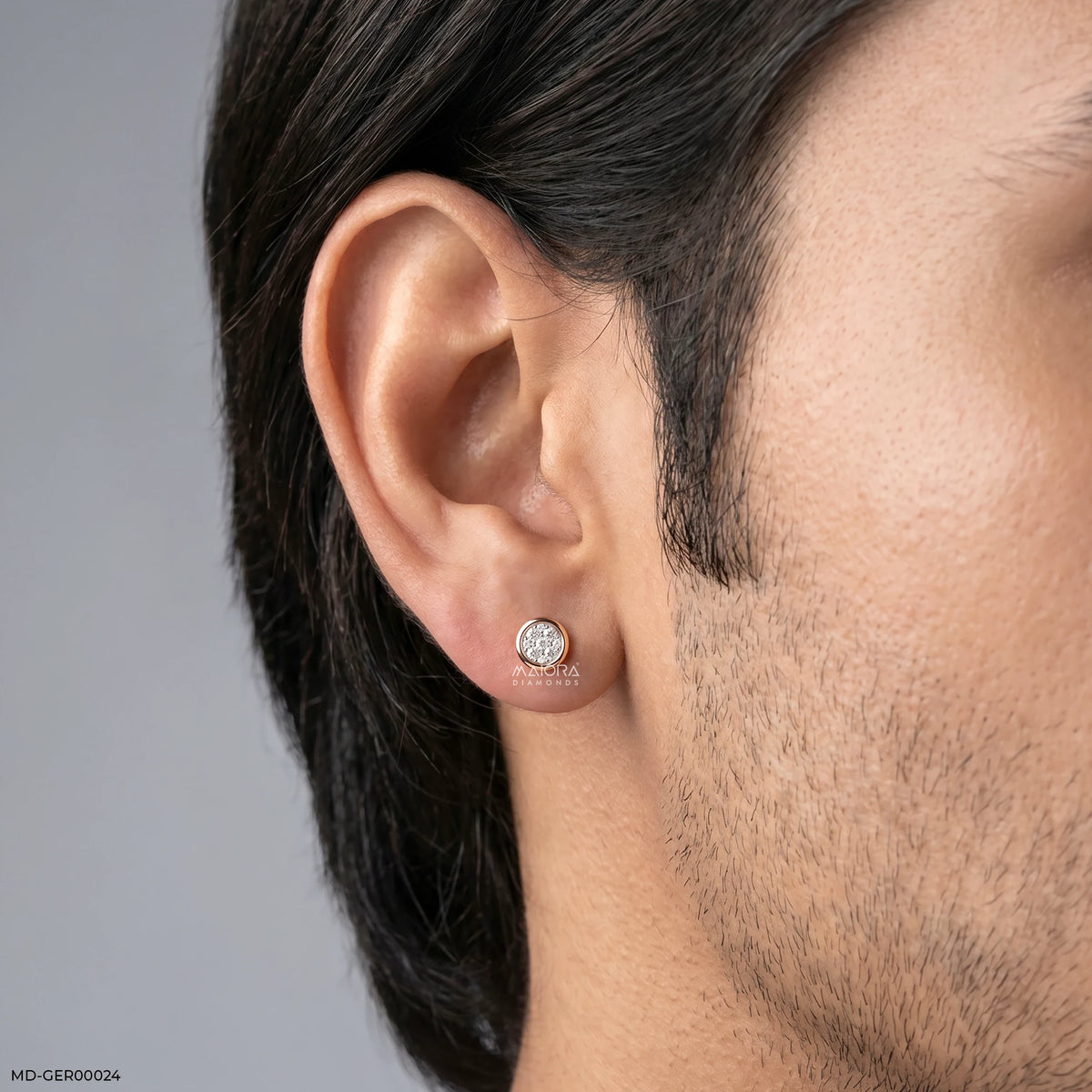 Stellar Diamond Circle Mens Stud Earring