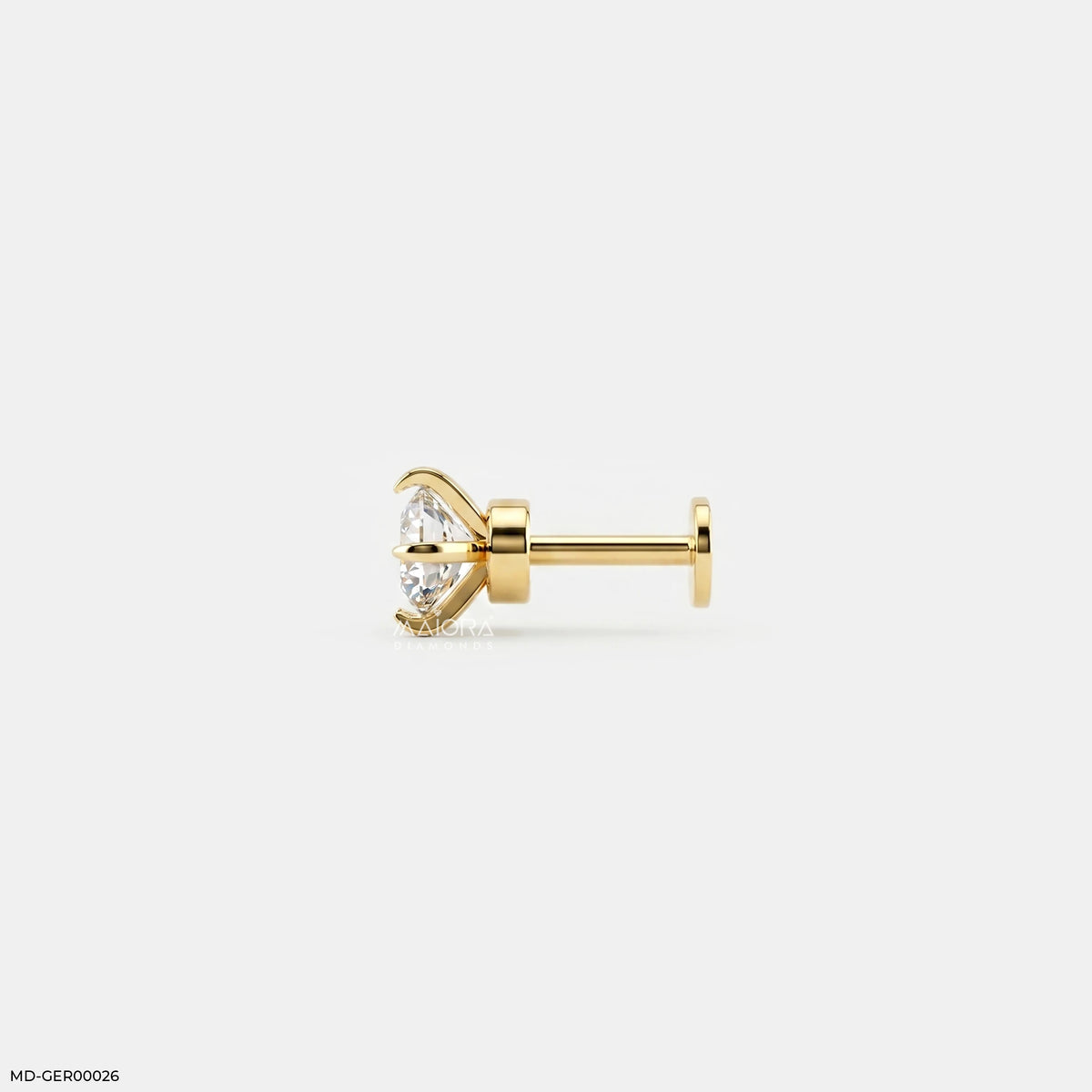Flint Round Solitaire Diamond Mens Stud Earring