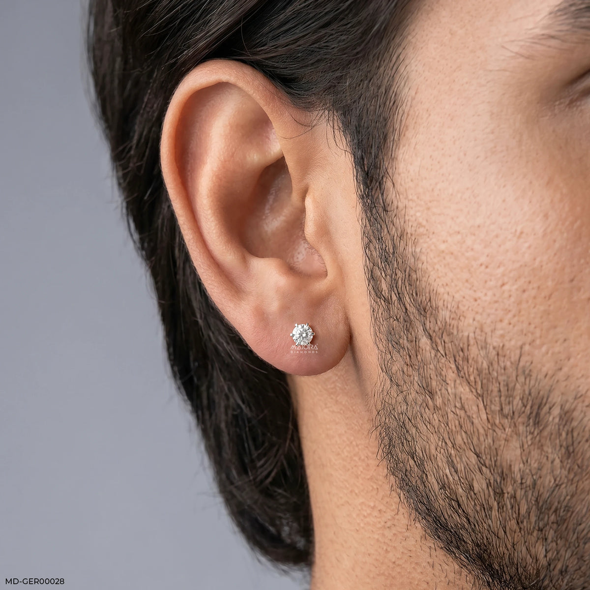 Vector Round Solitaire Diamond Mens Stud Earring