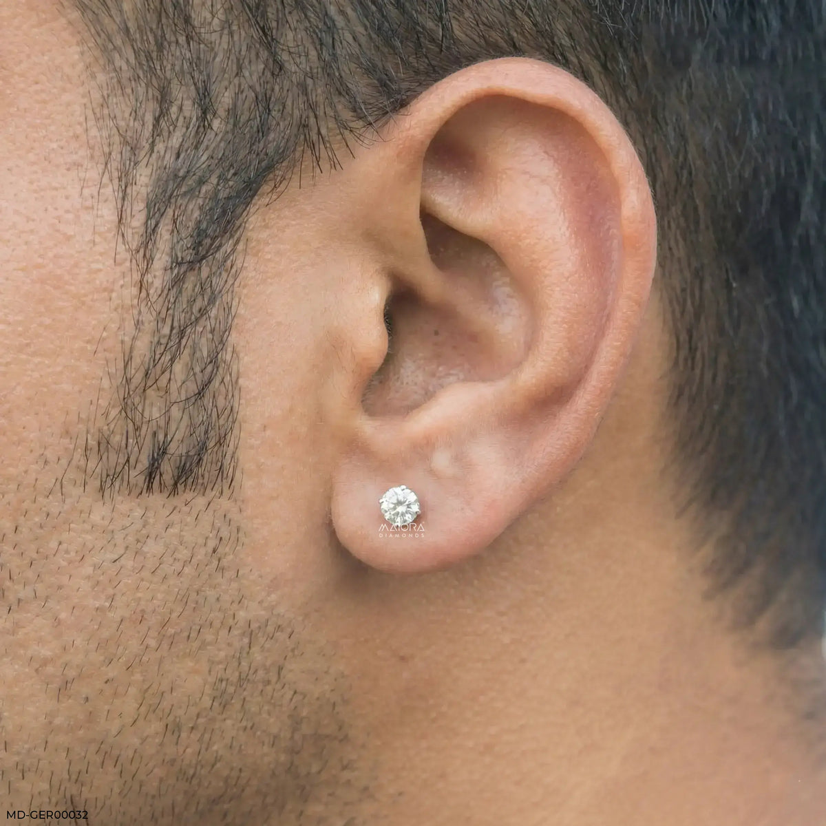 Pure Glow Round Diamond Mens Stud Earring
