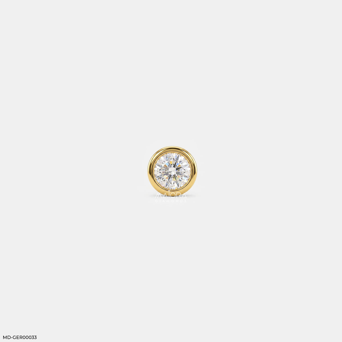 Golden Bezel Round Diamond Mens Stud Earring