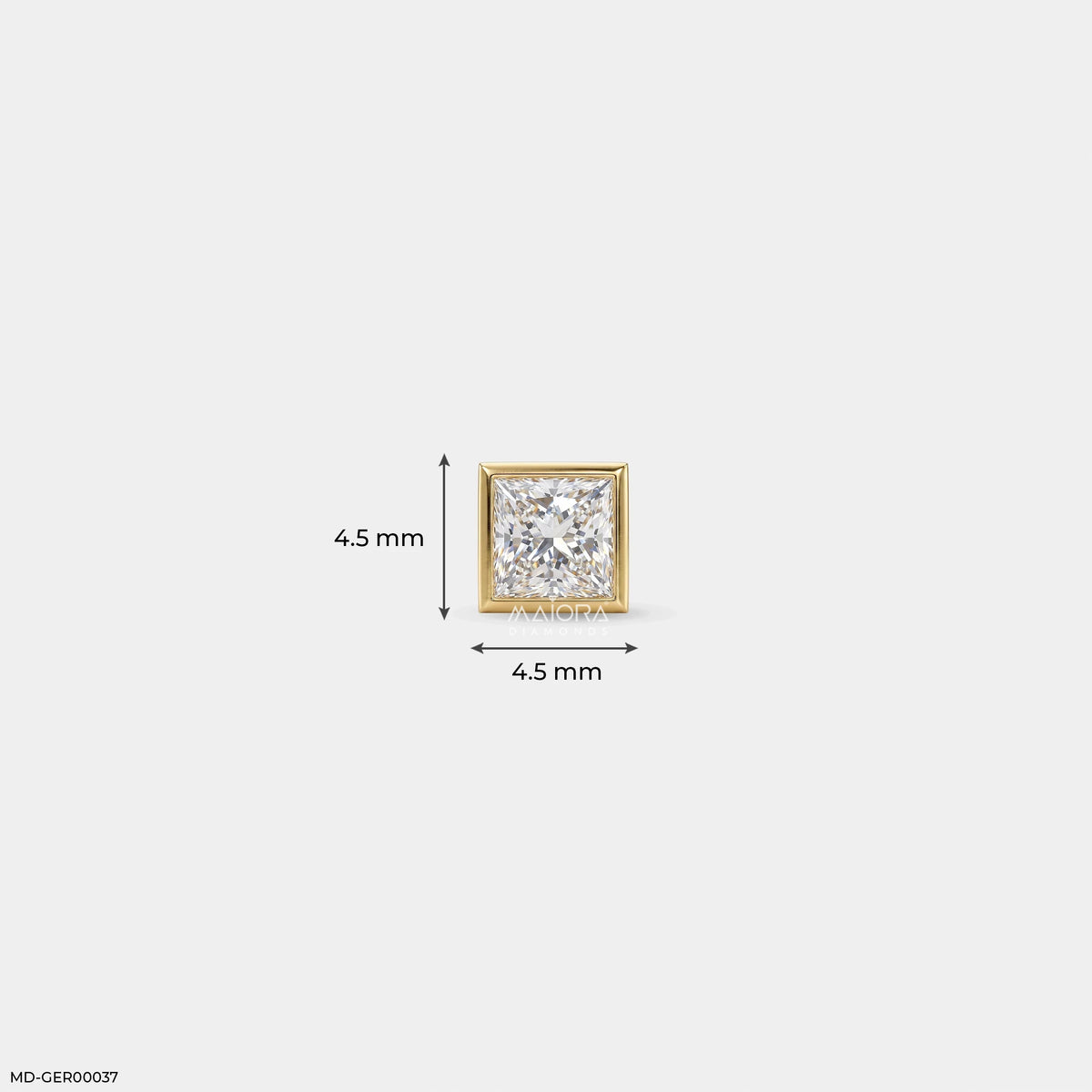 Sqaure Frame Princess Diamond Mens Stud Earring