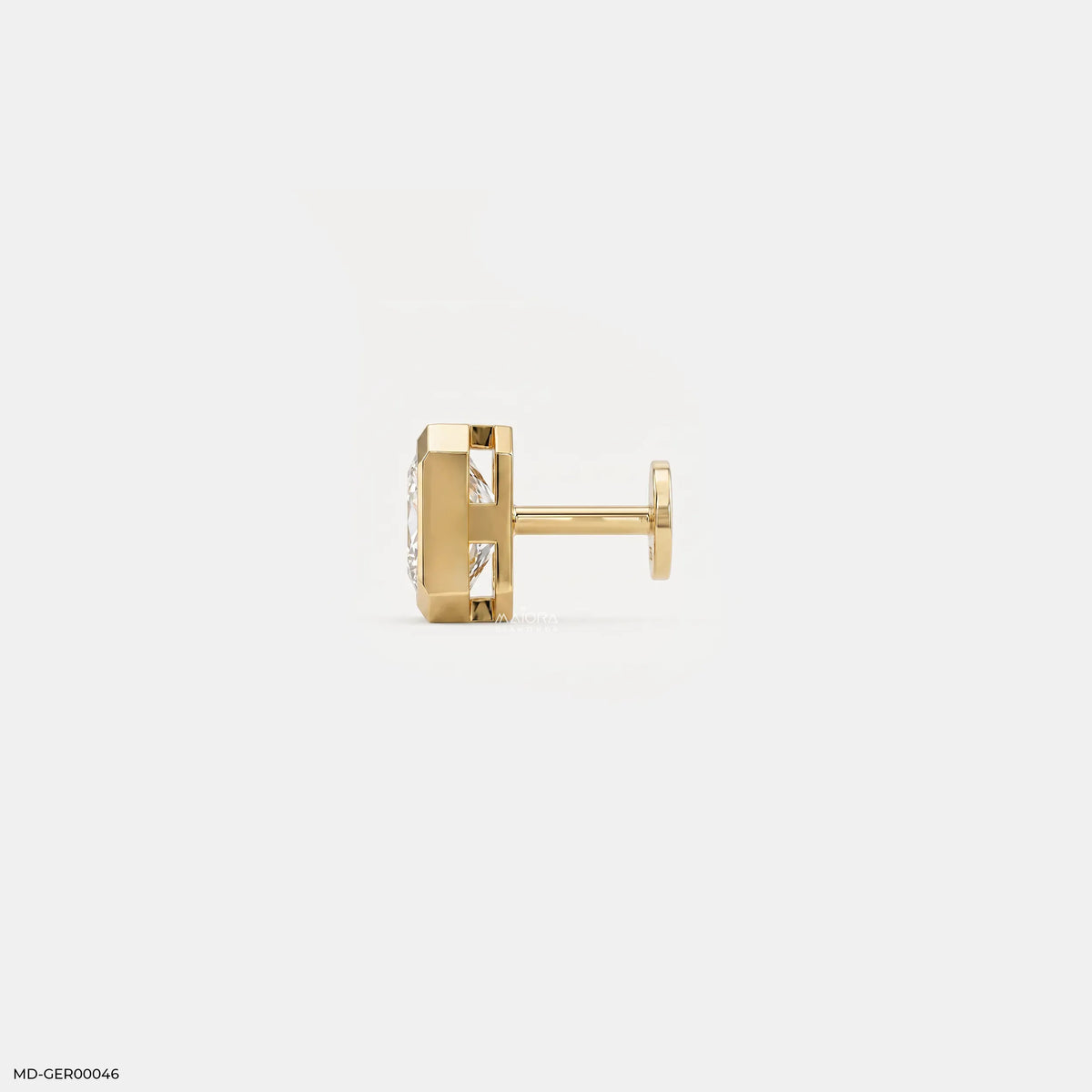 Regent Emerald Solitaire Mens Stud Earring