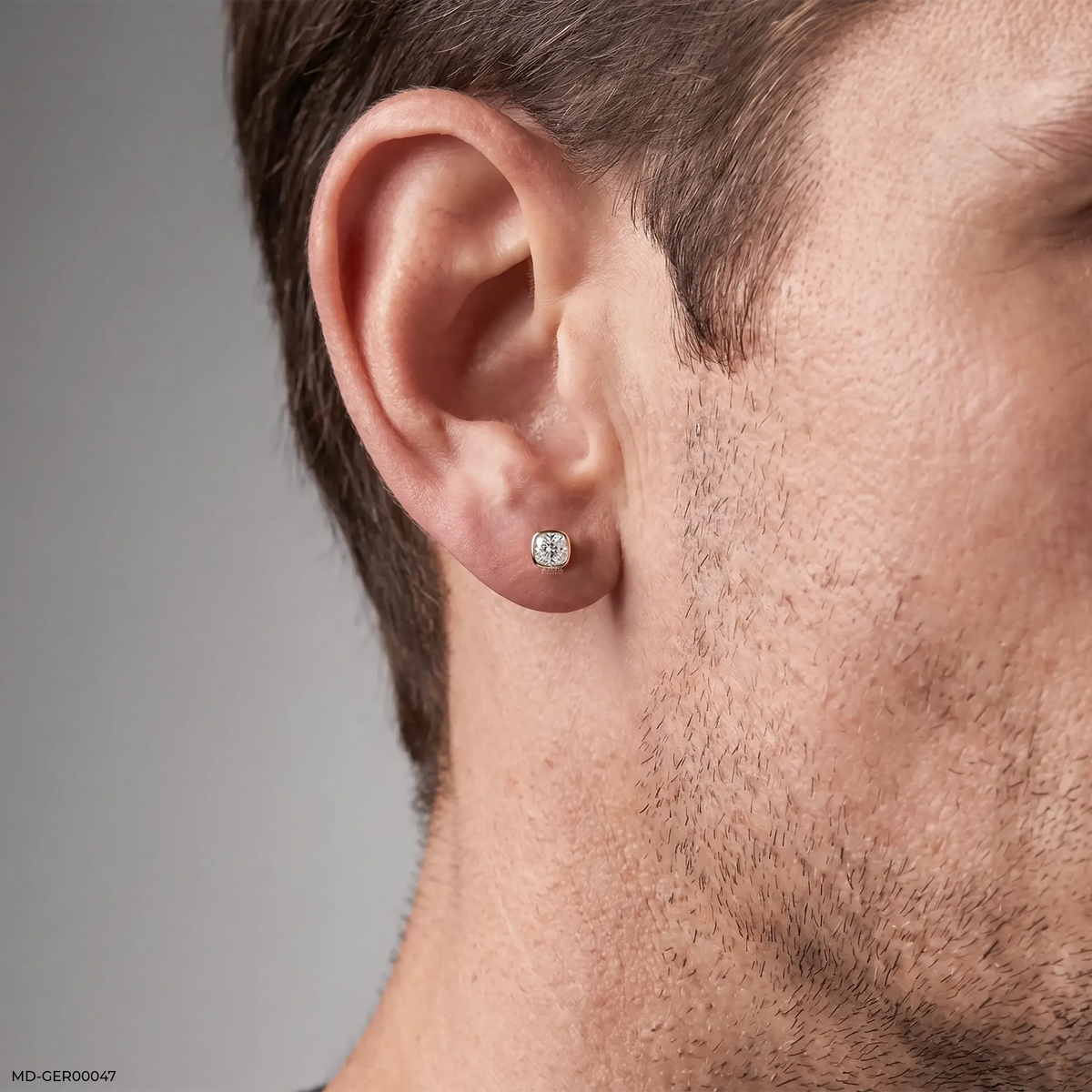 Sparkle Cushion Diamond Mens Stud Earring