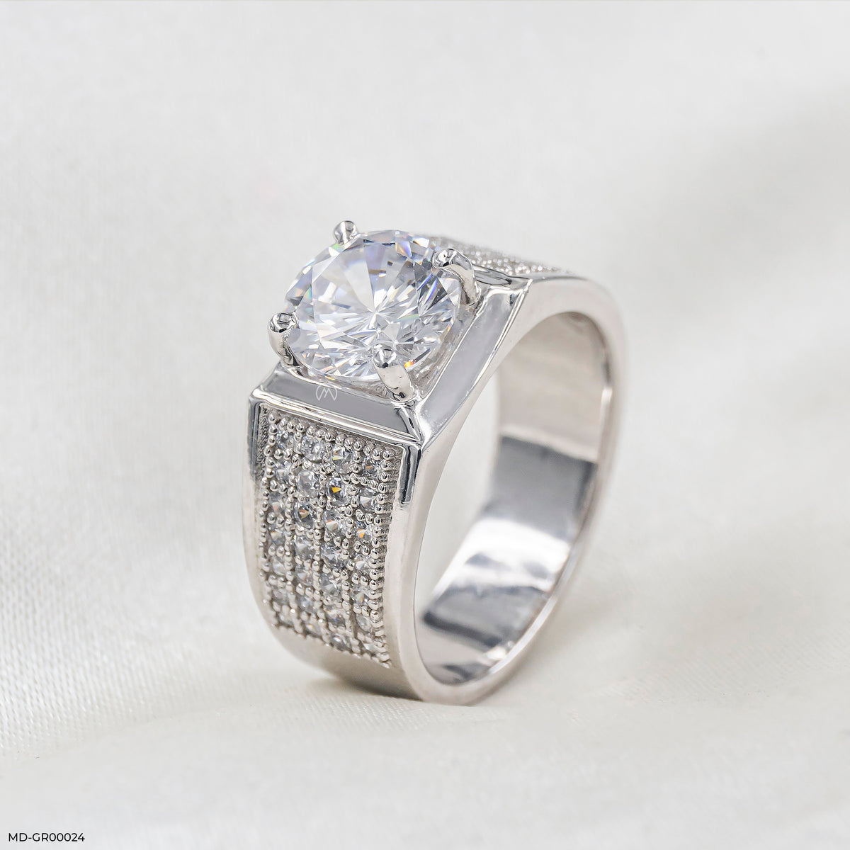 2 Carat Solitaire Heavy Men's Ring