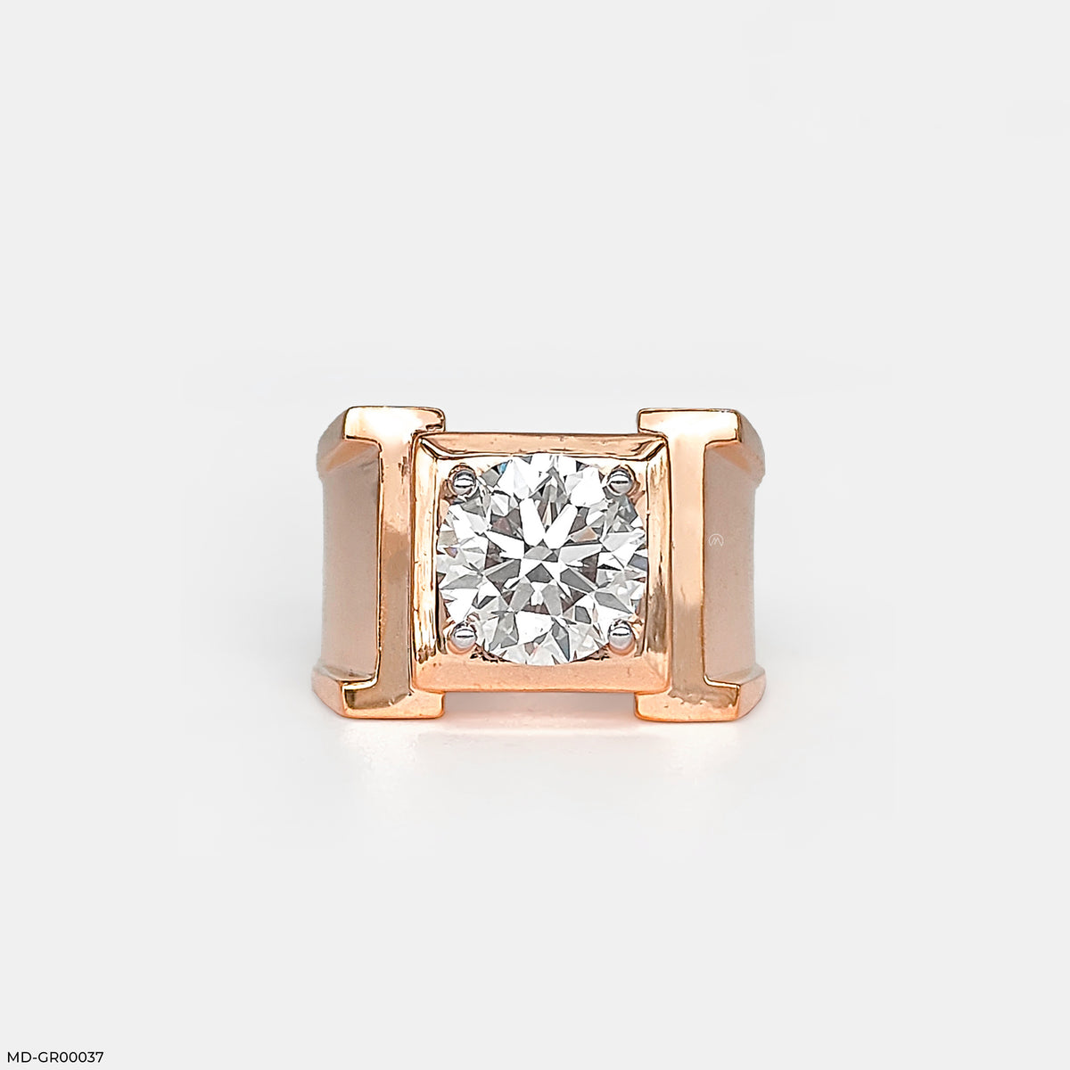 Caliber Solitaire Round Diamond Mens Ring