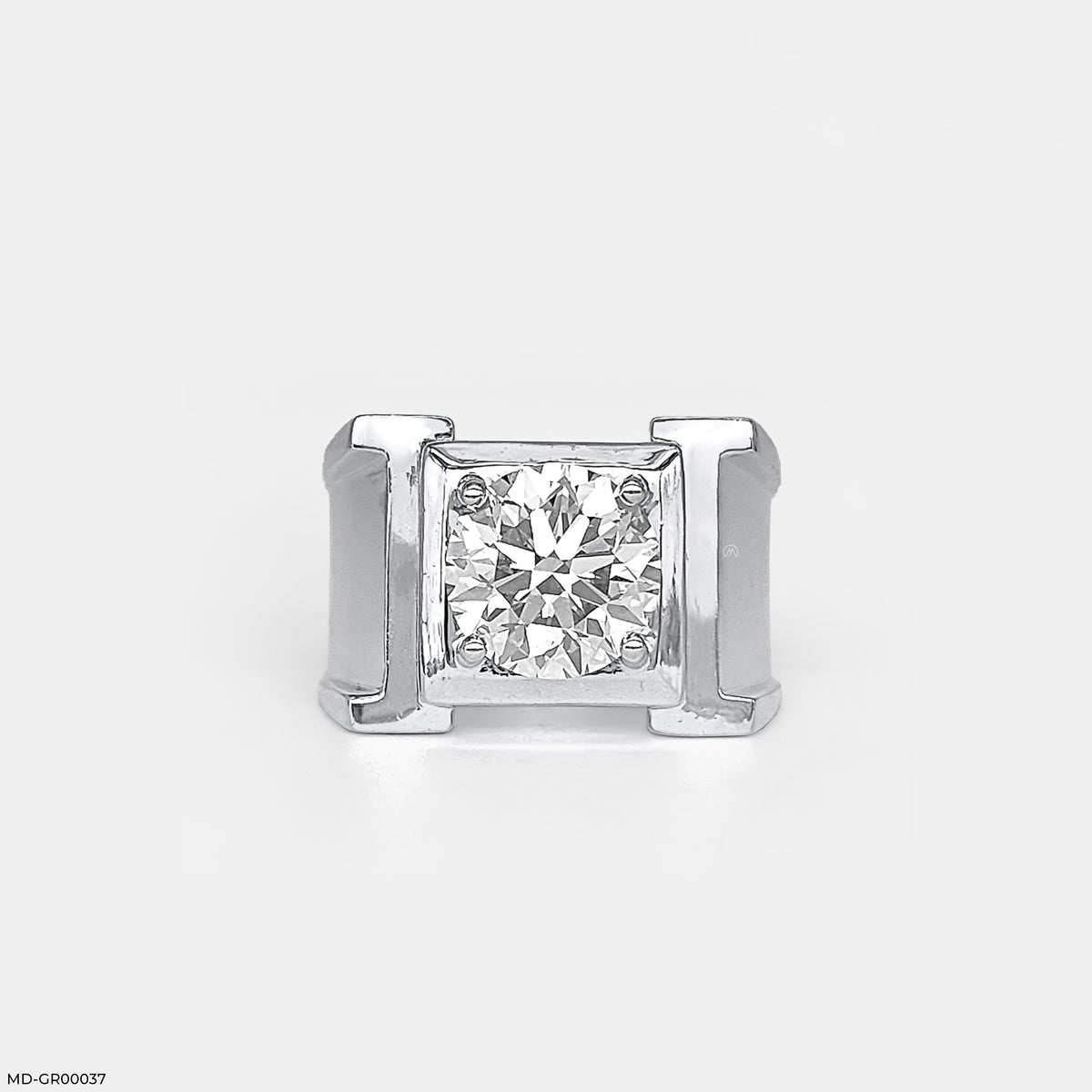 Caliber Solitaire Round Diamond Mens Ring