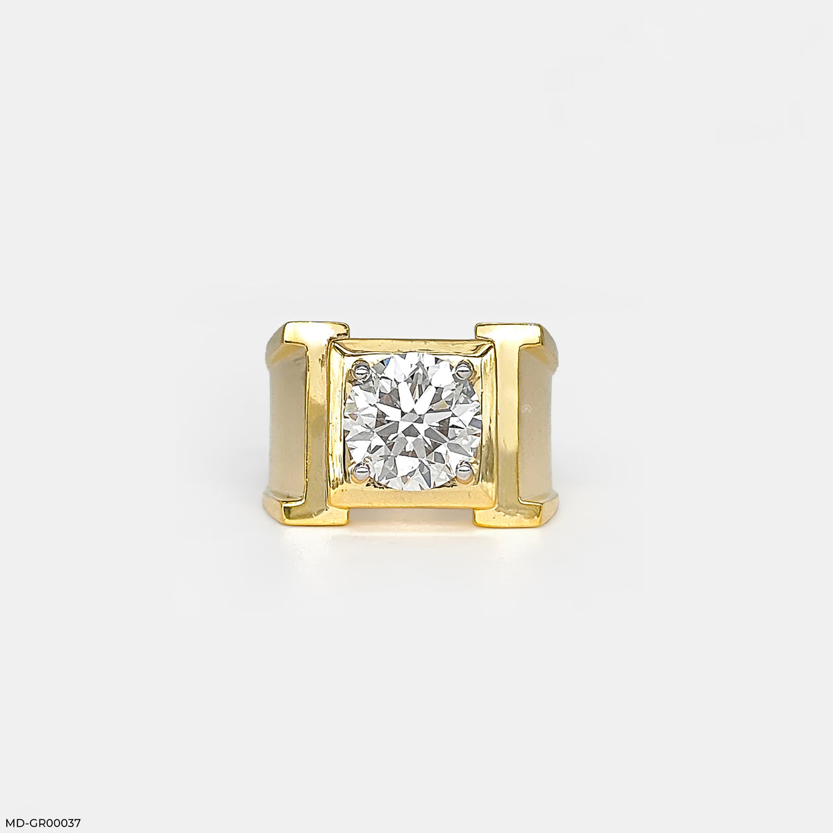 Caliber Solitaire Round Diamond Mens Ring