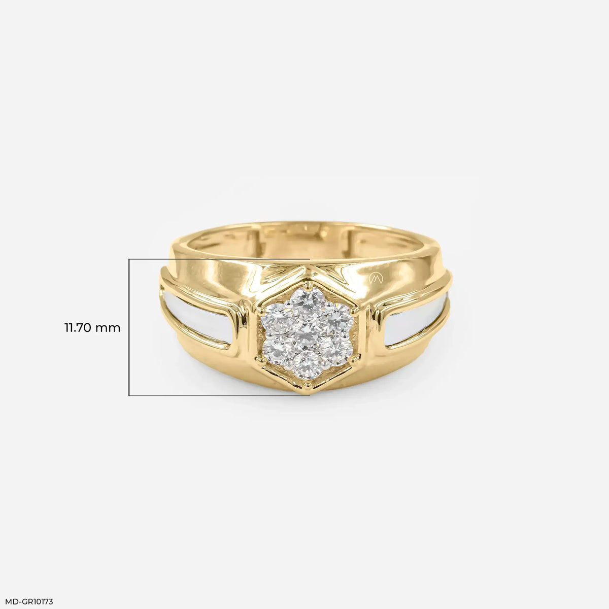 Hexagon Cluster Mens Diamond Ring
