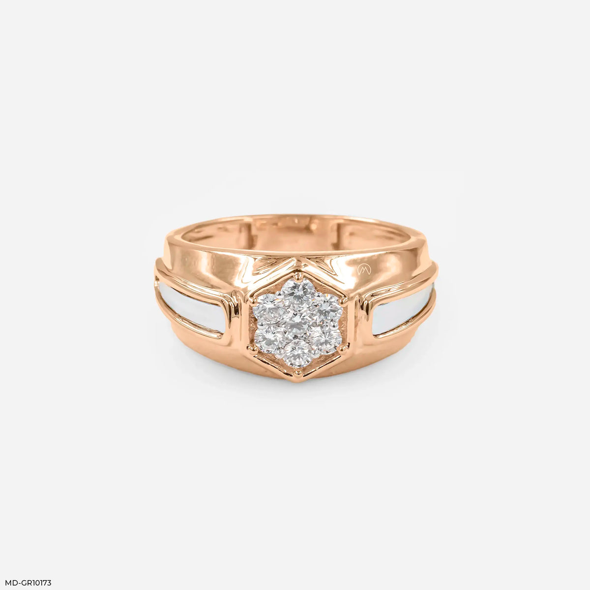 Hexagon Cluster Mens Diamond Ring