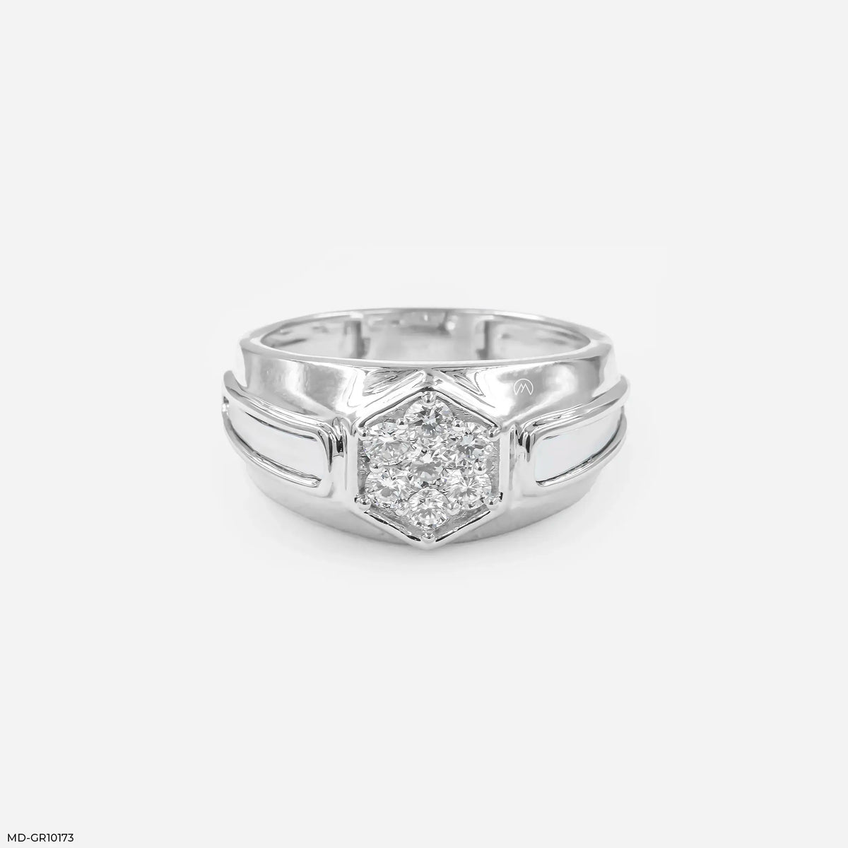 Hexagon Cluster Mens Diamond Ring