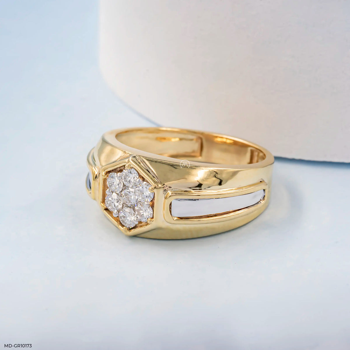 Hexagon Cluster Mens Diamond Ring