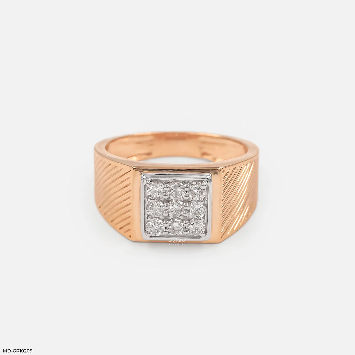 Gable Square Diamond Cluster Men Ring