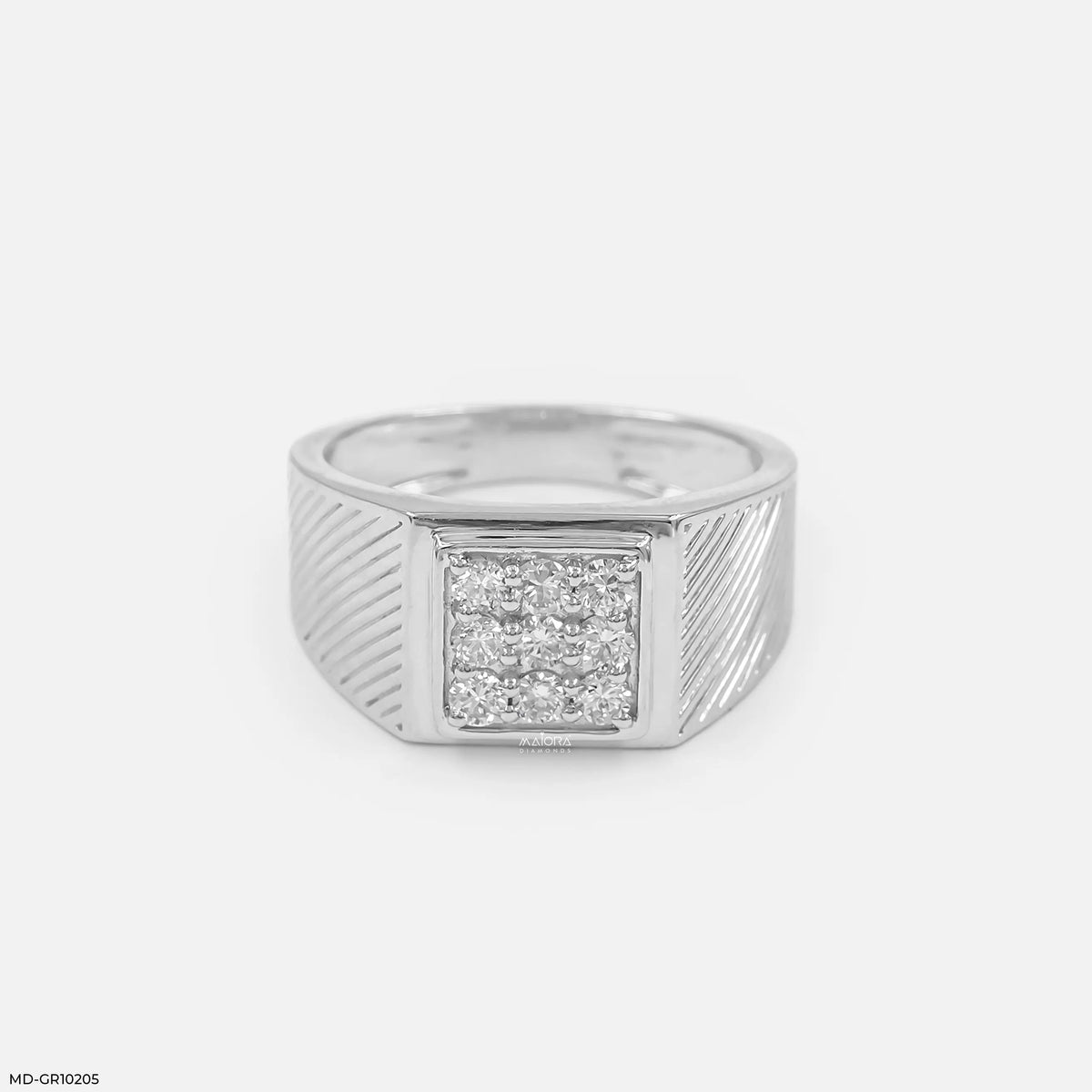 Gable Square Diamond Cluster Men Ring