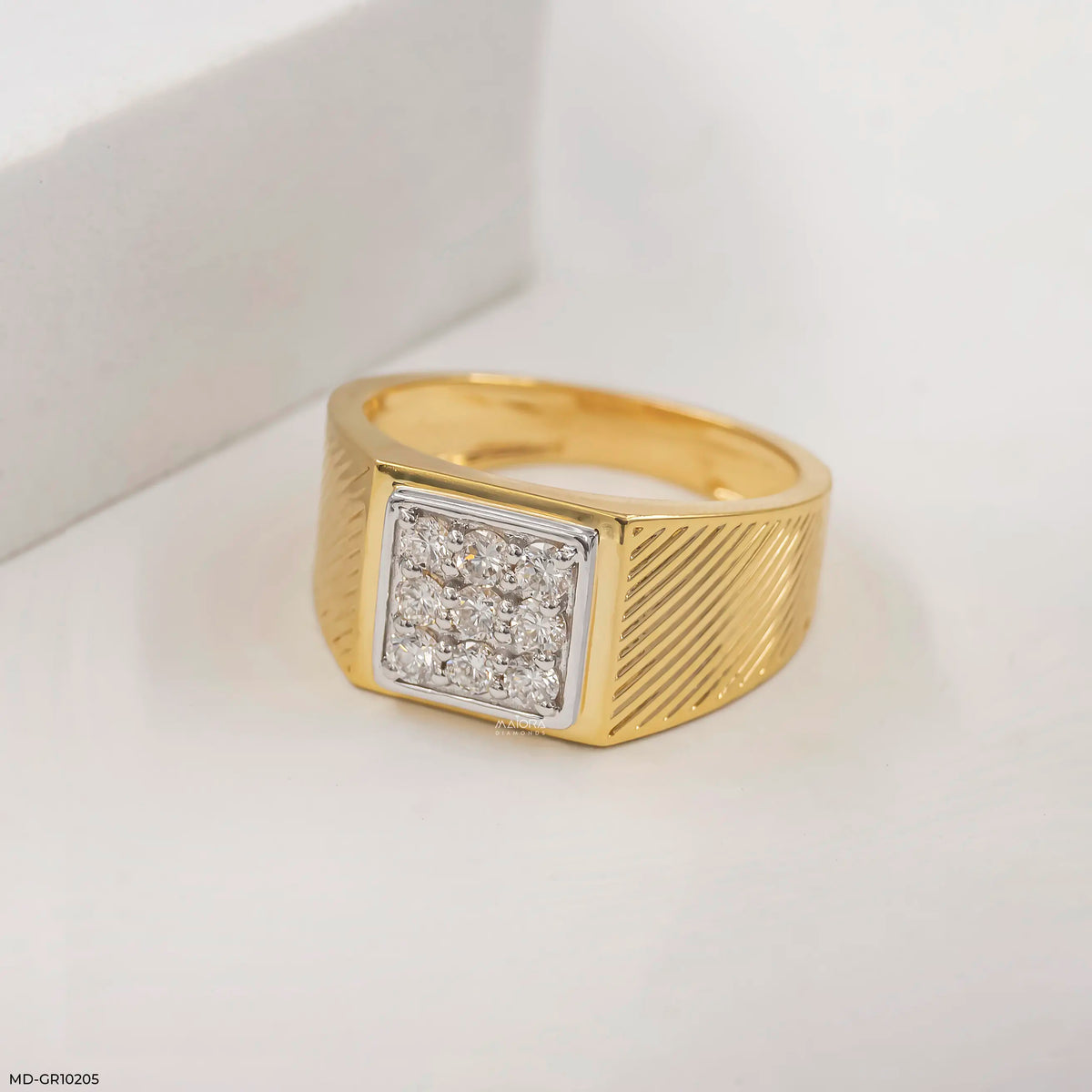 Gable Square Diamond Cluster Men Ring