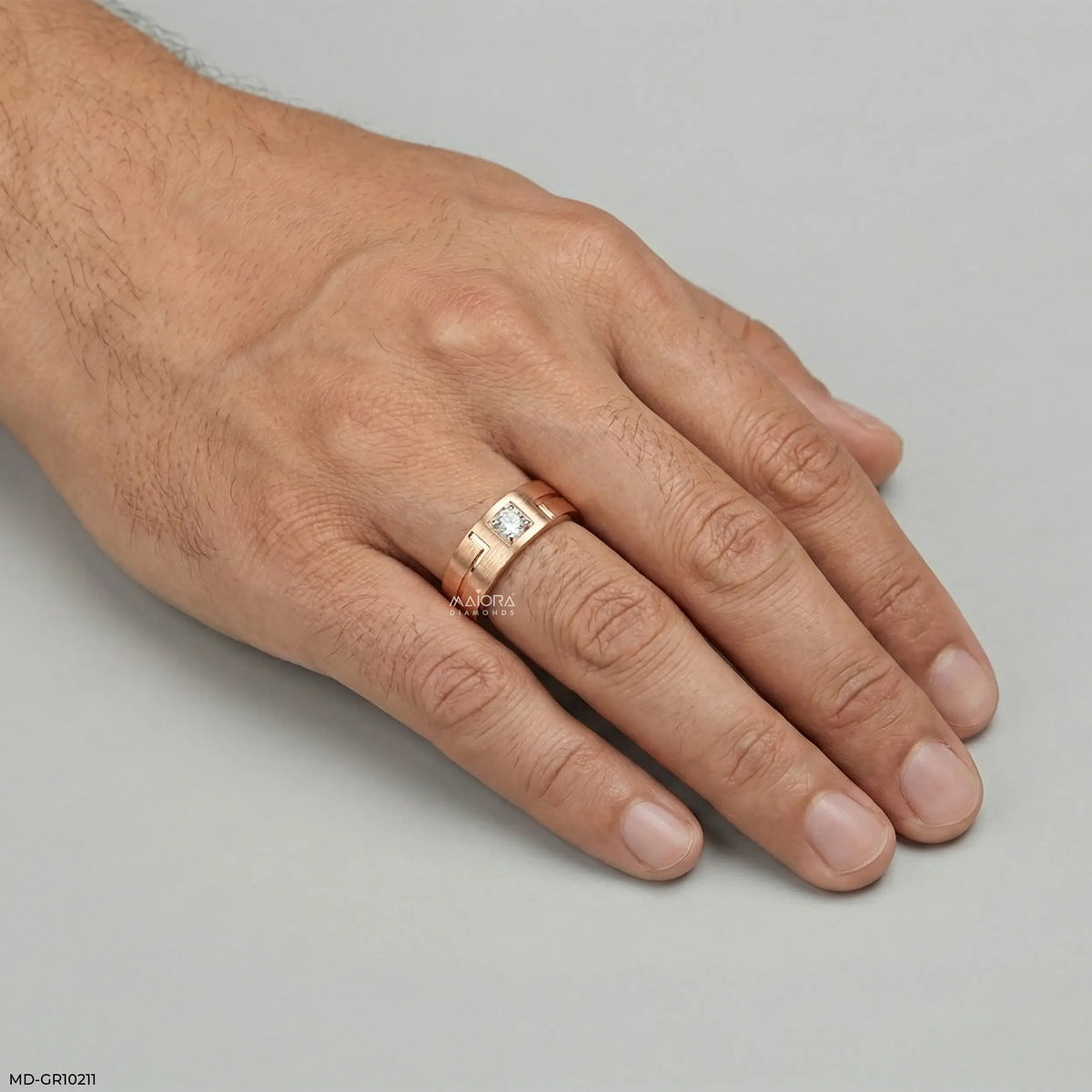Golden Solitaire Diamond Mens Ring