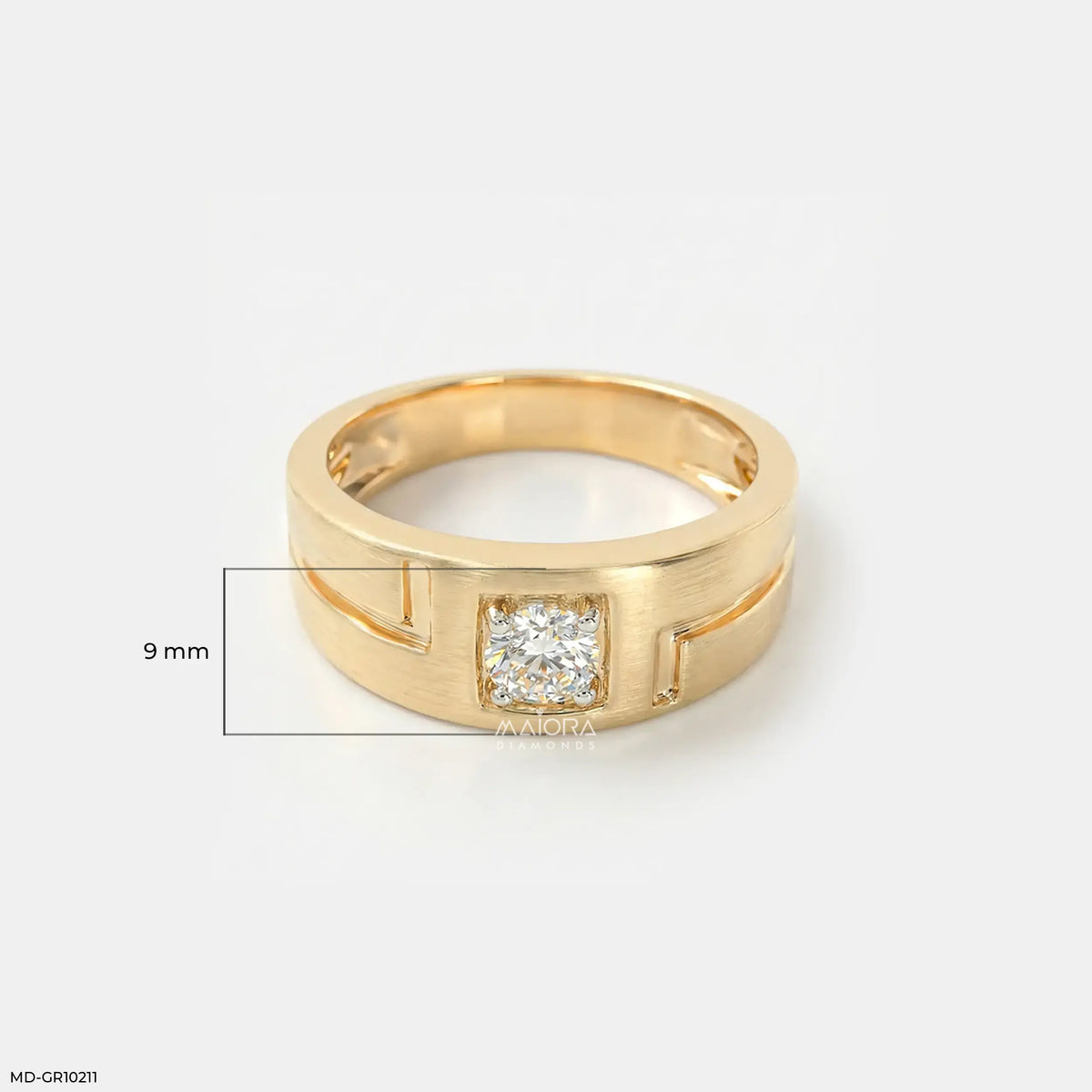 Golden Solitaire Diamond Mens Ring