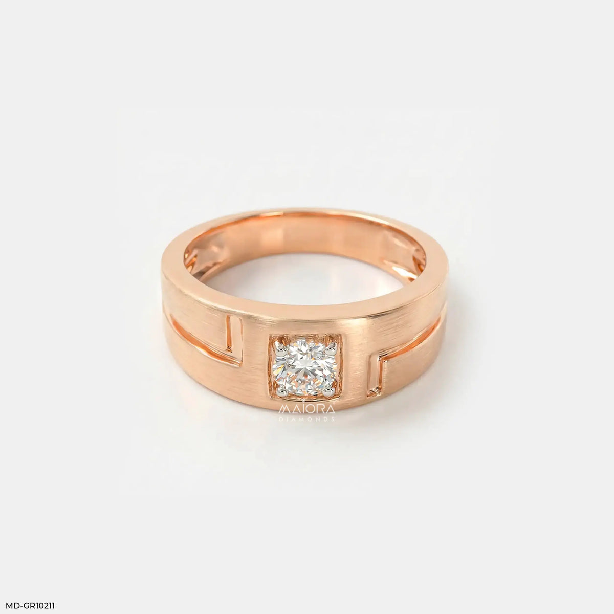 Golden Solitaire Diamond Mens Ring
