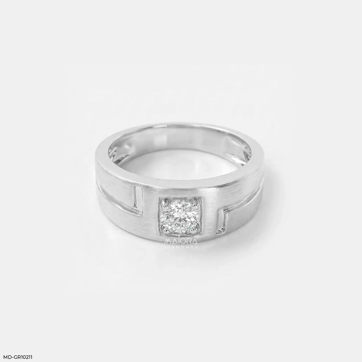 Golden Solitaire Diamond Mens Ring