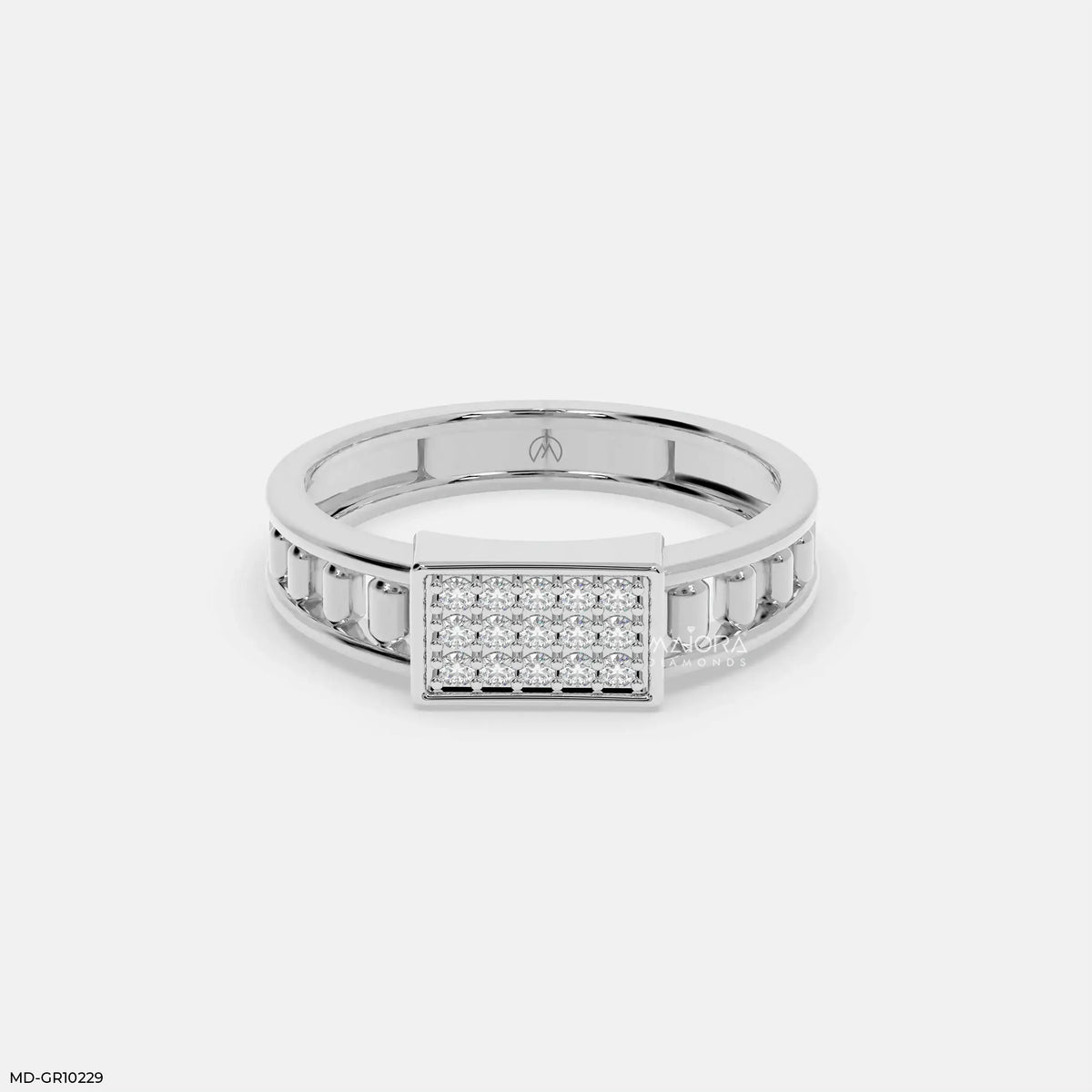 Mosaic Prime Mens Diamond Ring 14K White