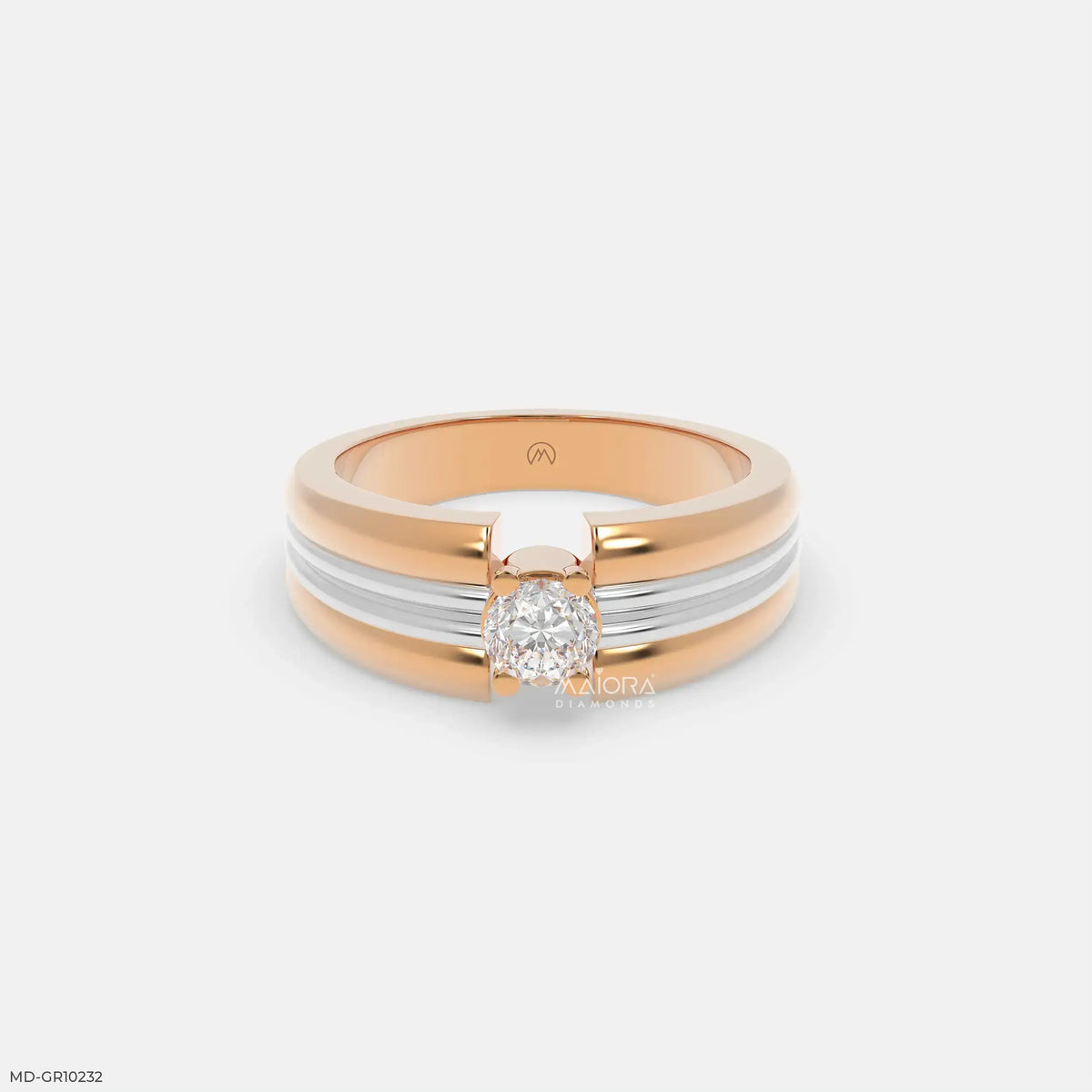 Duo Tone Mens Diamond Ring