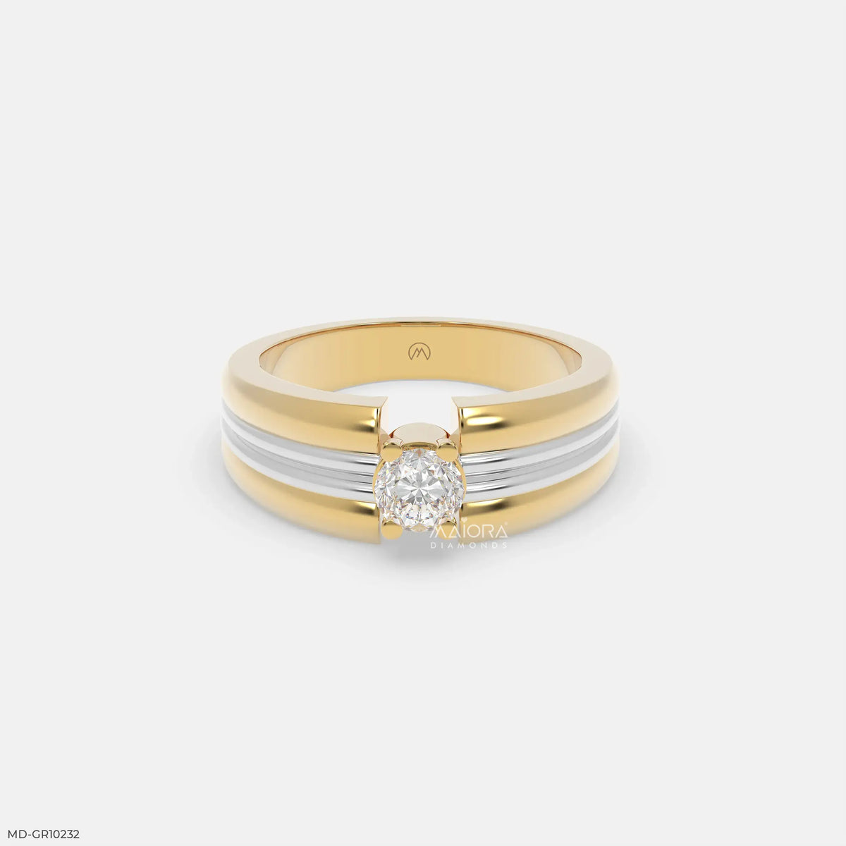 Duo Tone Mens Diamond Ring