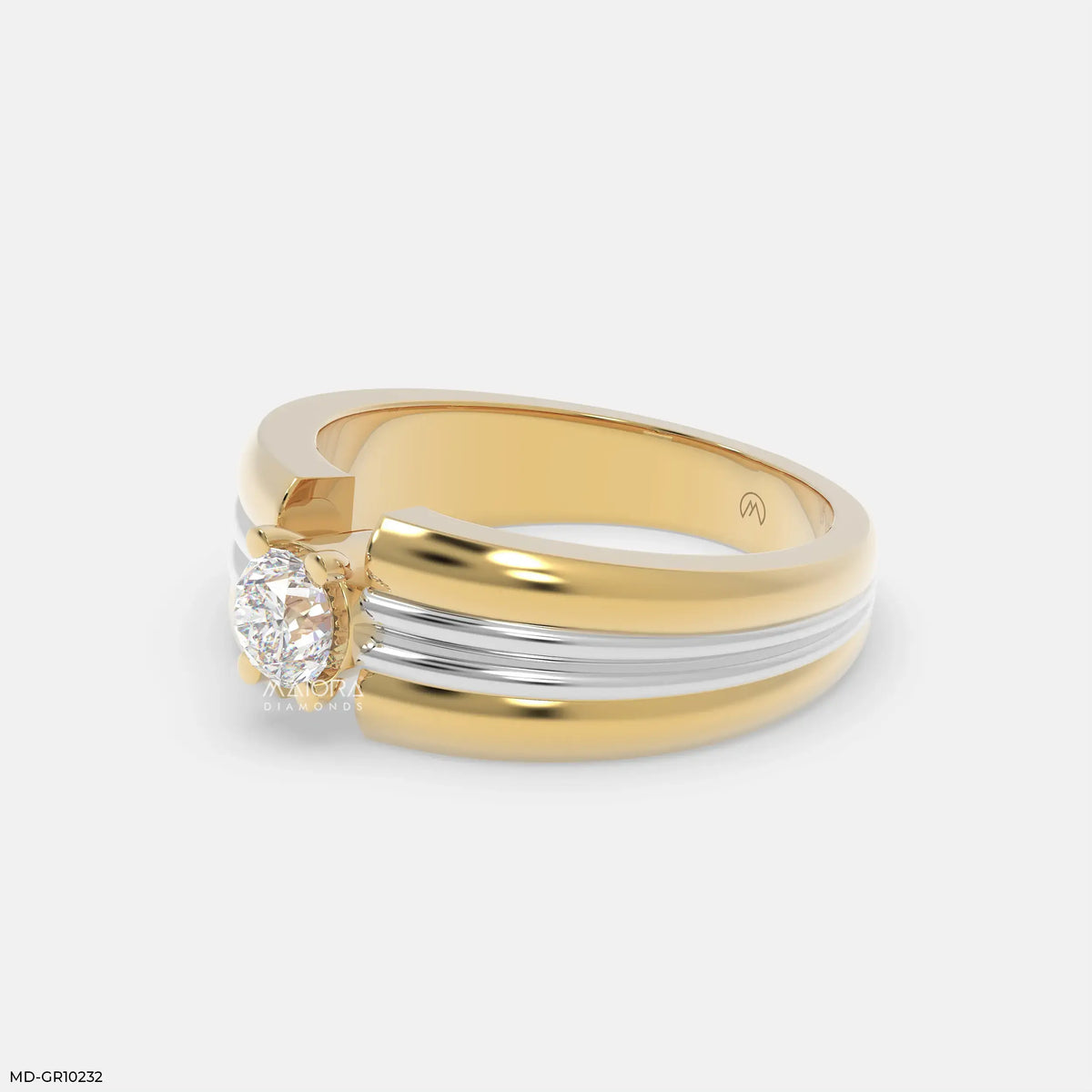 Duo Tone Mens Diamond Ring